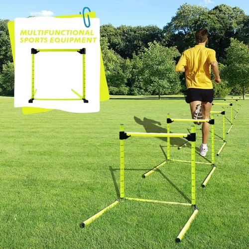 Vista 7 de Vallas ajustables con bolsas de transporte, equipo de entrenamiento de agilidad desmontable con escala, valla de práctica de fútbol, vallas de salto