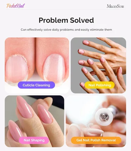 Vista 7 de MelodySusie PocketNail - Taladro de uñas modular inalámbrico en forma de bolígrafo, PC100GR 20000 RPM, lima eléctrica recargable para manicura