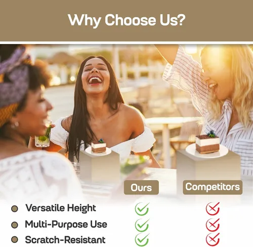 Vista 6 de Fun Express Elevadores de buffet dorados (juego de 3 de madera) ideales para bodas, decoración del hogar y accesorios