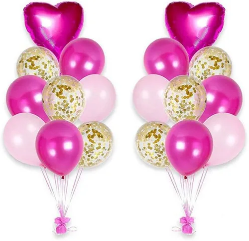 Vista 11 de 10 globos de papel de aluminio con forma de corazón de oro rosa, globos de helio, decoraciones de fiesta de cumpleaños, globos de boda para niños
