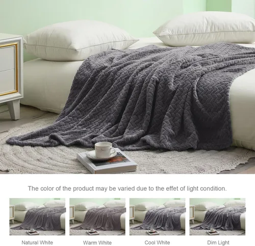 Vista 4 de Exclusivo Mezcla Manta de cama de forro polar suave, tamaño Queen Gris Oscuro