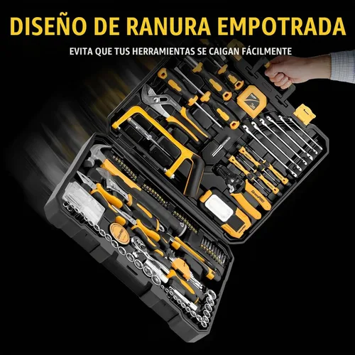 Vista 3 de GRENPRO - Kit de herramientas de 218 piezas para el hogar, caja de herramientas con juego de herramientas manuales generales para el hogar