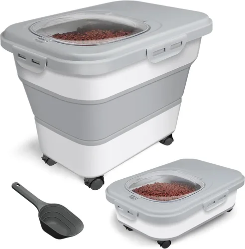 Vista 8 de TIOVERY Contenedor de Almacenamiento de Comida para Perros, Contenedores Plegables de Comida para Perros y Gatos de 10lb a 13lb con Tapa Abatible