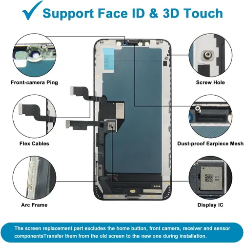 Vista 4 de [OLED] para iPhone Xs MAX Reemplazo de pantalla de 6.5 pulgadas [NO LCD] Pantalla 3D Touch Frame Asamblea Digitalizador para Modelo A1921, A2101