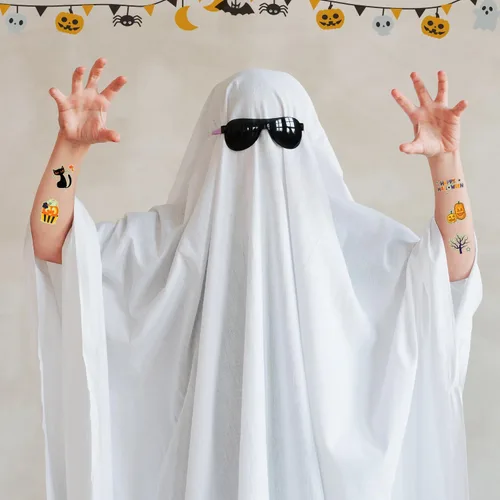 Vista 6 de Partywind Tatuajes de Halloween brillantes de 295 estilos para decoración de fiesta de niños, suministros de fiesta de Halloween, regalos