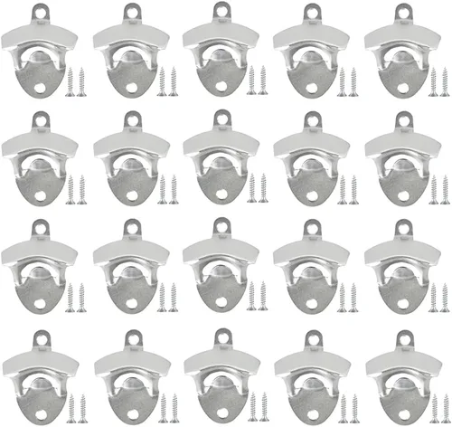 Vista 7 de ANSLYQA Paquete de 20 abrebotellas montado en la pared Abrebotellas de cerveza vintage con tornillos para bares, hoteles KTV Homes, (bronce)