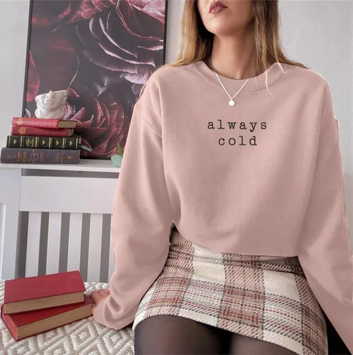Vista 2 de JINTING Always Cold - Sudadera de gran tamaño para mujer, con cuello redondo, ligera, de manga larga