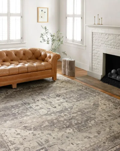 Vista 13 de Loloi Hathaway Collection HTH-04 Beige/Multi 2 pies 3 pulgadas x 3 pies 9 pulgadas, Alfombra de acento de 0.25" de espesor, suave, duradera