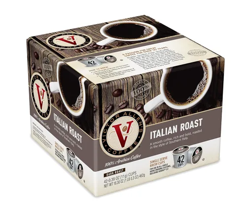 Vista 2 de Victor Allen's Coffee Cápsulas de café tostado oscuro italiano y Seattle para cafeteras Keurig