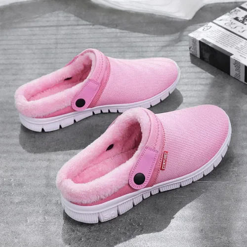Vista 5 de ZXWFOBEY Sandalias de jardín para hombre y mujer, sandalias de malla con forro de piel, sandalias cálidas de verano e invierno
