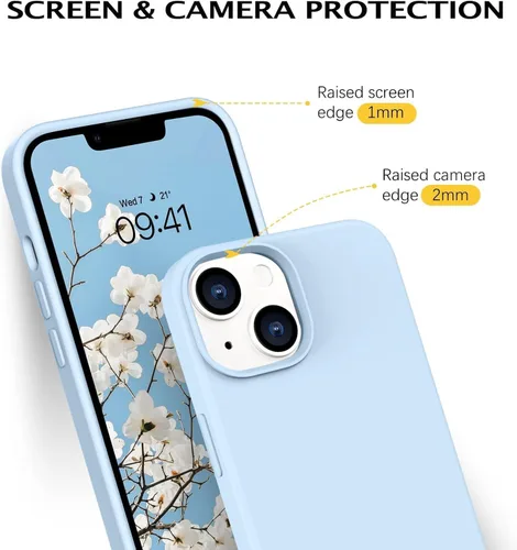 Vista 3 de Telaso Funda compatible con iPhone 14, silicona líquida de goma de gel suave para iPhone 14, funda delgada para teléfono con forro de microfibra