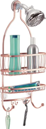 Vista 9 de iDesign York - Organizador de ducha colgante de alambre de metal, espacio extra amplio para champú, acondicionador y jabón con ganchos para Satén