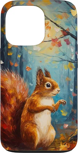 Vista 10 de Starry Night Squirrel Autumn Falling Leaves Van Gogh Style Case for iPhone 16