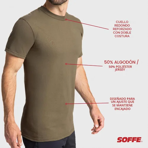 Vista 5 de Soffe Paquete de 3 camisetas militares de poliéster y algodón de Estados Unidos para hombre Canela