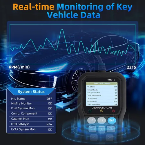 Vista 4 de Escáner FX319 OBD2 lector de código OBD2, herramienta de diagnóstico de coche con probador de batería de 12 V, apaga la luz del motor