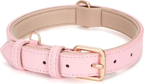 Vista 8 de WHIPPY Collar de cuero para perro pequeño y mediano, ajustable, suave, transpirable, de cuero, acolchado, con hebilla de aleación, resistente al