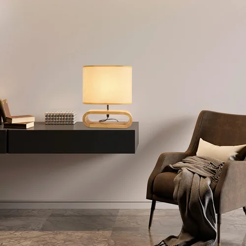 Vista 4 de Lámpara de Mesa, Lámpara de Mesita de Noche Tradicional, Lámpara de Escritorio, Lámpara Geométrica con Sombra para Sala de Estar, Dormitorio