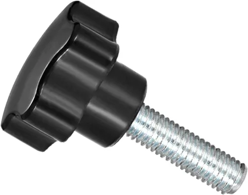 Vista 15 de Perillas de sujeción de estrella, rosca macho M5 x 0.984 in, cabeza de 0.945 in, mango de tornillo de pulgar de plástico, perno roscado, color negro