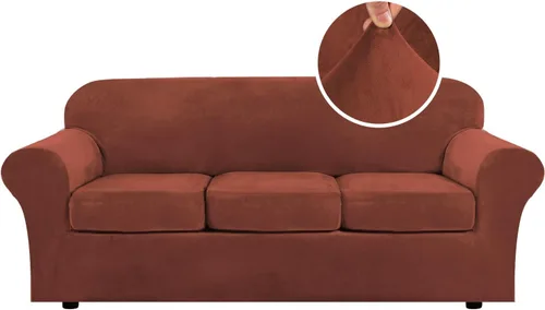 Vista 53 de H.VERSAILTEX - Funda elástica para sofá de 2 piezas, funda protectora de terciopelo, suave, con parte inferior elástica, con un ancho de hasta 49