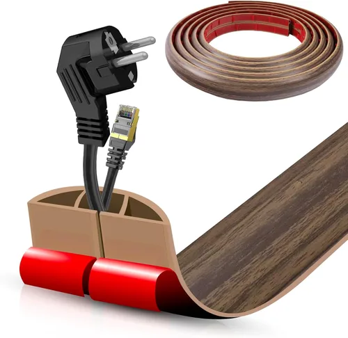 Vista 50 de Cubierta autoadhesiva para cables de suelo, gestión de cables de 3.3 pies, protector de tira de extensión para cables, evita tropiezos de cables