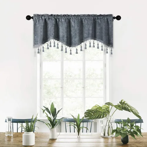 Vista 32 de Cortinas de doble cara de felpilla para cortina de cocina, cenefa para sala de estar