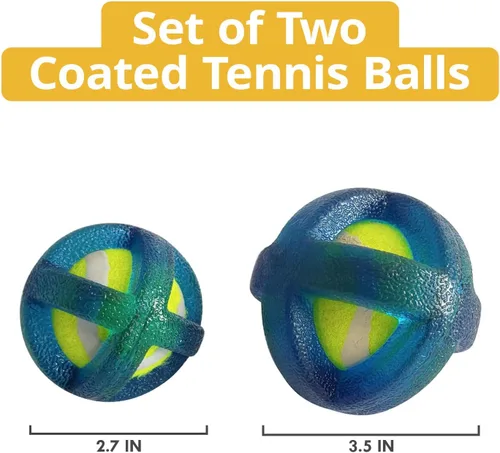 Vista 6 de Pelotas de tenis, juego de pelotas de tenis recubiertas de TPR, juguetes para masticar para cachorros y perros Azul