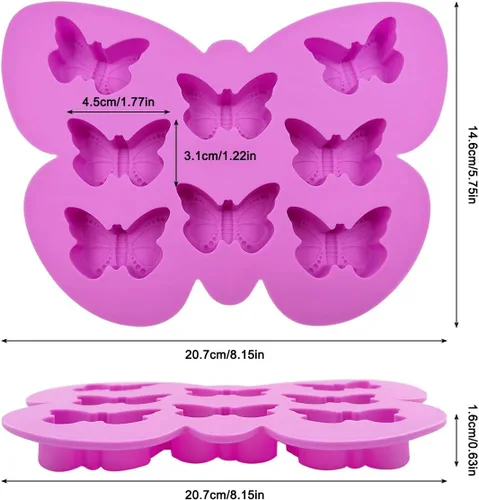 Vista 3 de YuCool - 3 moldes de silicona con forma de mariposa para chocolate, antiadherentes Color:Pink,Blue,Purple,food grade silicone,suitable for ovens
