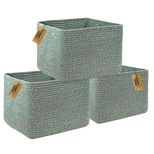 Vista 35 de COMFY-HOMI Cestas de almacenamiento de 11.5 x 7.5 x 4.7 pulgadas para organizar, cesta tejida de cuerda de algodón, caja de almacenamiento de marrón