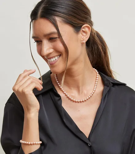 Vista 3 de The Pearl Source Real Freshwater Pearl Necklace for Women, AAA Genuine Cultured Pearls, Classic Single Strand Pearl Necklace, 18" Princess Length