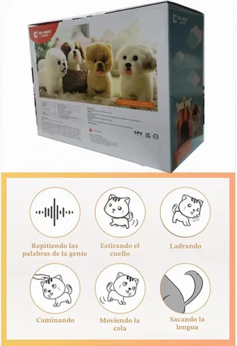 Vista 4 de Perro de peluche electrónico interactivo Akita, cachorro realista interactivo, perro de juguete, caminar, ladrar, menear la cola y hablar, regalos