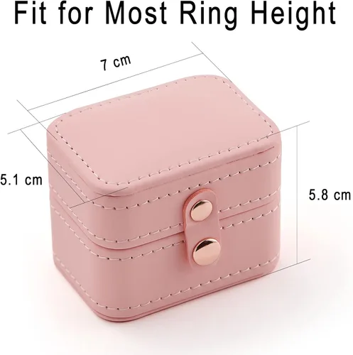 Vista 5 de Newshe - Caja de anillos de boda de cuero pequeño joyero de viaje para anillos mini organizador de almacenamiento portátil caja de anillos