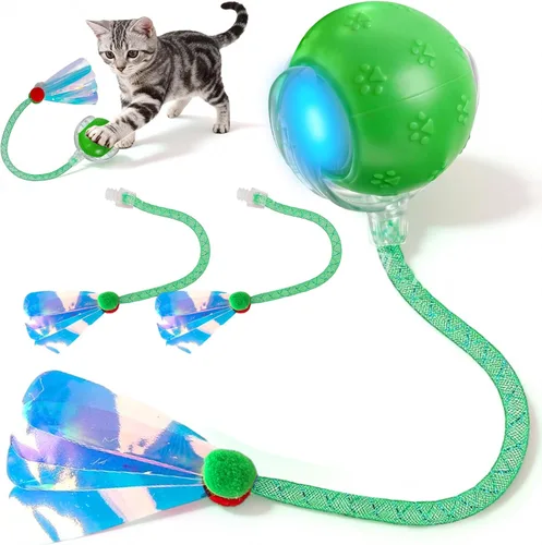Vista 11 de Rocfish Juguetes interactivos para gatos de interior, bola de persecución automática inteligente para gatos (Naranja-N) Smart Automatic Cat Chase