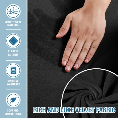 Vista 3 de H.VERSAILTEX Funda de Chaise Lounge de Terciopelo de Alta Elasticidad Funda de Silla Chaise para Sala de Estar Fundas Suaves para Chaise con Brazos
