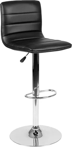 Vista 6 de Flash Funiture silla de bar ajustable con base cromada, Negro