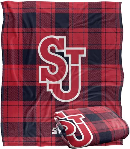 Vista 210 de LOGOVISION St John's University Campus Plaid Spirit Silky Touch Manta súper suave 36 x 58 pulgadas