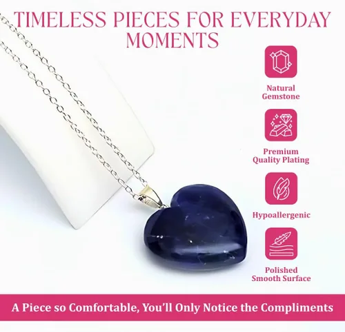 Vista 14 de Gempires Love - Collar con colgante de cristal de corazón para mujer, chapado en plata, cadena ajustable de 18 + 2 pulgadas