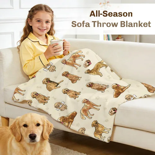 Vista 2 de Manta de Golden Retriever - Manta de franela suave y forro polar para perros para amantes de mascotas, mujeres, niños, niñas - 40" x 30