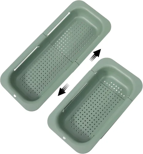 Vista 12 de Coladores y coladores plegables para fregadero y coladores de rejilla sobre el fregadero Colador plegable Colador extendible de plástico para frutas