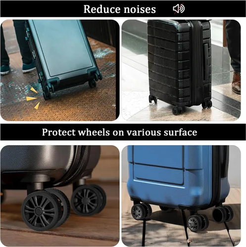 Vista 5 de BOXOB 8 fundas para ruedas de equipaje, fundas protectoras de rueda de maleta, fundas protectoras de rueda de silicona de dopamina, accesorios