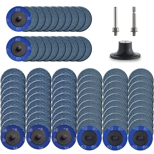 Vista 8 de Tshya Quick Change Grinding Disc, 50 Pcs 2 inch Sanding Discs, Zirconia Coated Roll Lock Disc for Surface Prep (36 Grit)