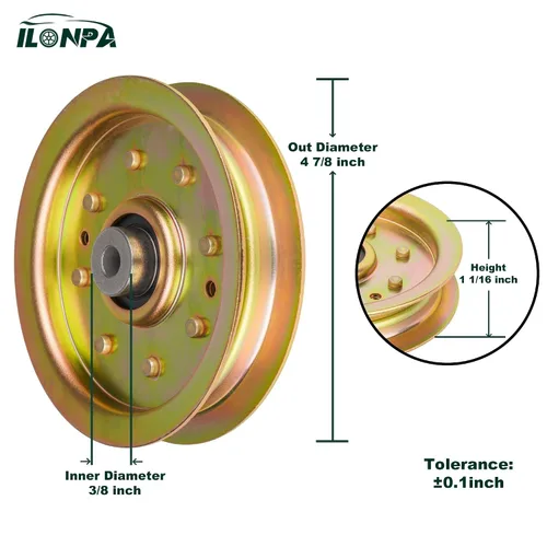Vista 2 de ILONPA 1 paquete 756-04129 polea tensora 956-04129 753-08171 para Cub Cadet LT1050 LT1045 LTX1040 LTX1046 LTX1045 LTX1050 RZT50 Tractor de césped