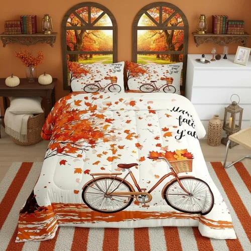 Vista 24 de Lindo juego de edredón de murciélago tamaño Queen con diseño de animales de Feliz Halloween, 3 piezas para decoración de habitación de niños