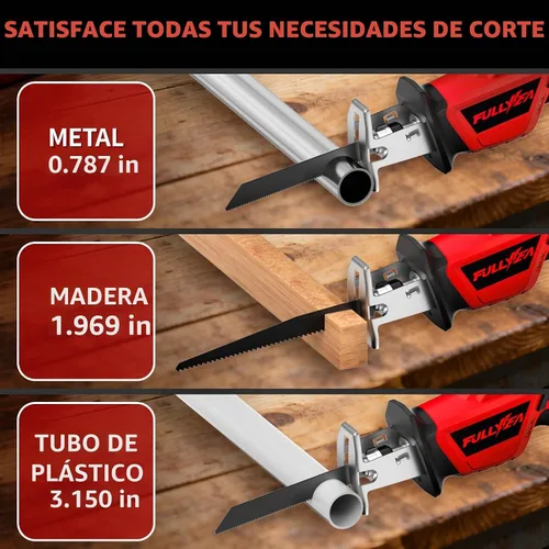 Vista 7 de FULLYEA Sierra recíproca inalámbrica, 0-3500SPM Sierras alternativas de velocidad variable con 2 baterías de 2.0 Ah y 4 hojas de sierra, cambio