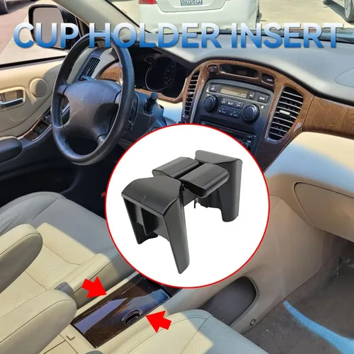 Vista 5 de Divisor de portavasos para consola central, inserto de portavasos se adapta a la mayoría de tamaños de taza, compatible con Toyota Highlander 2002