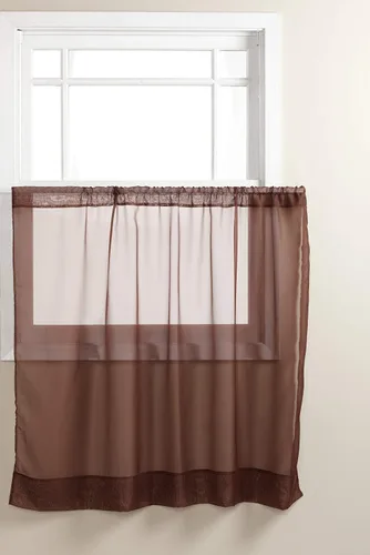 Vista 14 de Stylemaster Elegance Cenefa recta de gasa transparente, 60 x 14 pulgadas, color dorado