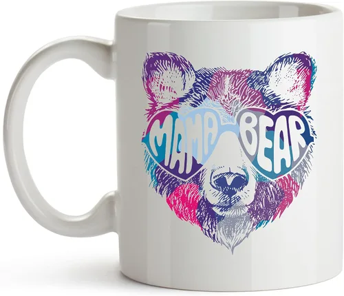 Vista 7 de YouNique Designs Taza de mamá oso, 11 onzas, taza para mamá, taza de mamá oso, taza de café con mamá oso, taza de café única para el día de la madre
