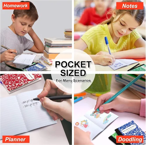 Vista 7 de feela Cuaderno de composición, tamaño pequeño, 30 unidades, 5 colores, con rayas estrechas, mini libros de composición a granel, de bolsillo