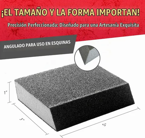 Vista 3 de Bloques de esponja de lijado, ángulo único, 5" x 3" x 1", grano 80, mediano