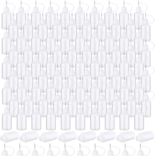 Vista 13 de Zhehao 100 unidades de 1.0 fl oz/1 oz con punta de aguja negra con pegamento para botella, aplicador de punta de precisión, botella de plástico a