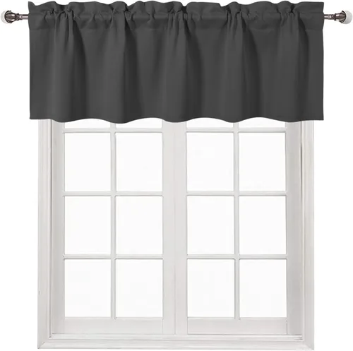 Vista 11 de DWCN Cenefa para ventana de cocina, con bolsillo para barra, para ventana, sala de estar/sótano, 36 x 16 pulgadas de largo, 1 panel, beige